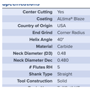 37038 .5000 DIA 1.2500 LOC X 2.1250 NECK .030CR 5FL COATED MA FORD