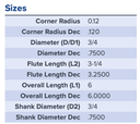 38174 .7500 DIA 3.2500 LOC .120CR 7FL XV7 COATED MA FORD