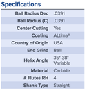 18286 .0781 DIA .1562 LOC BALL 4FL COATED