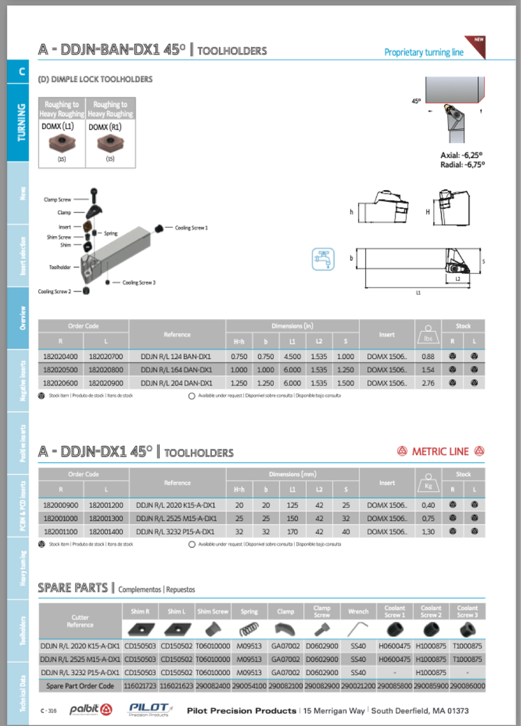 182020500 1" SHANK DDJNR-DOMX RH PALBIT