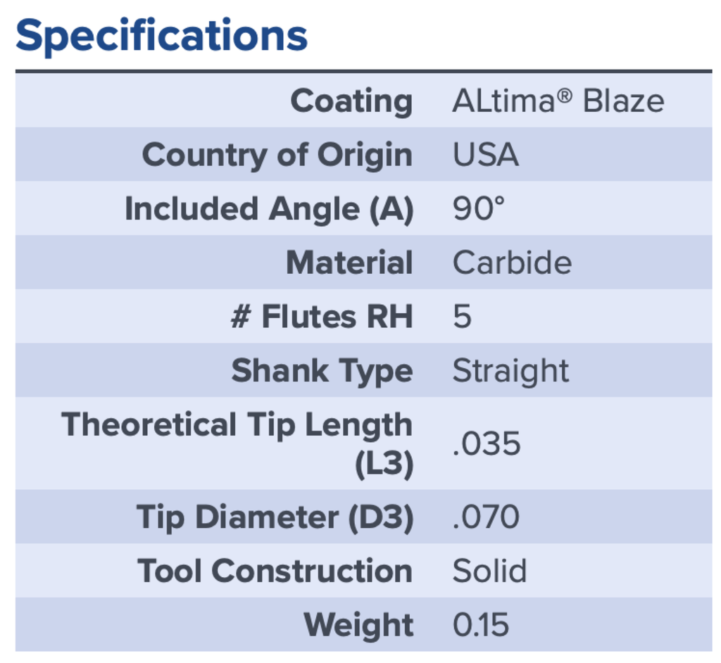 35024 .3750 DIA 90 DEG CHAMFER MILL