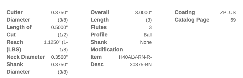 47181 .3750 DIA .5000 LOC X 1.1250 NECK BALL 3FL HELICAL CMV