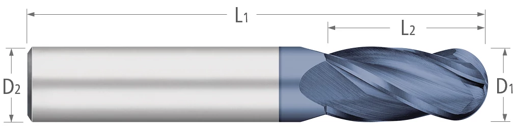 TC91506 .0938 DIA .3750 LOC 4FL BALL COATED TITAN QTV SLC