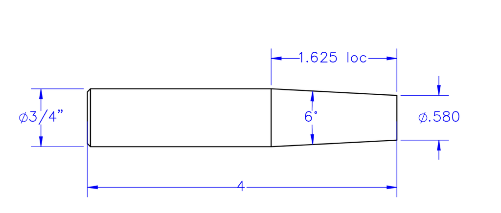 TEM58-1625-6 .7500 DIA .580 TIP X 1.625 LOC X 6° 3 FLT AB TOOLS CMV