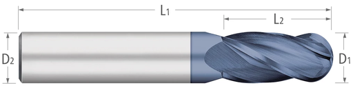 TC91506 .0938 DIA .3750 LOC 4FL BALL COATED TITAN QTV SLC